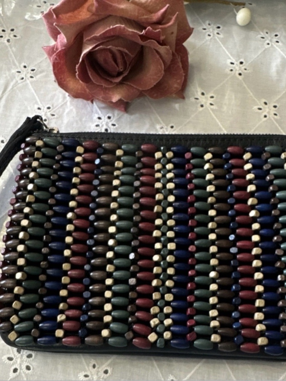 Patricia Nash Multicolor Beaded Wristlet Clutch - Blue, Green, Red,Brown